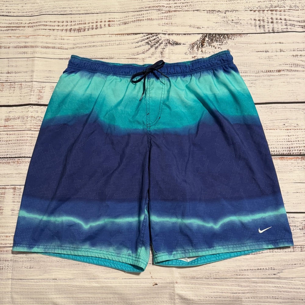 Nike Swim Suit Board Shorts Trunks Blue Waves Design Men's Size 2XL